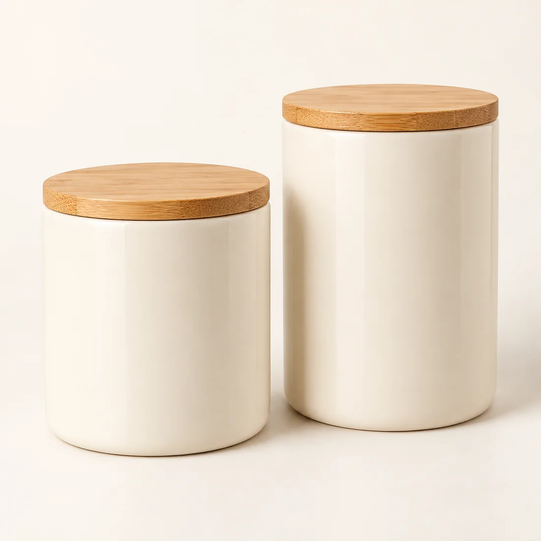 Twin Bathroom Canister Set in Cream