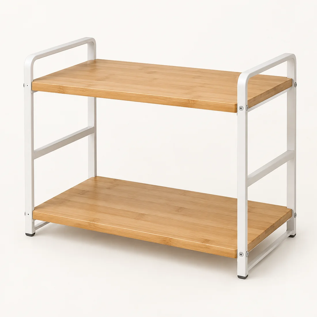 Compact Counter Shelf in Warm white / bamboo