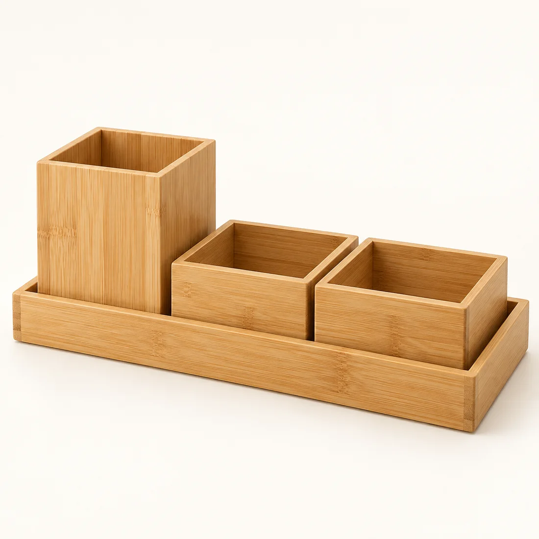 Modular Desk Organizer Set in Natural bamboo