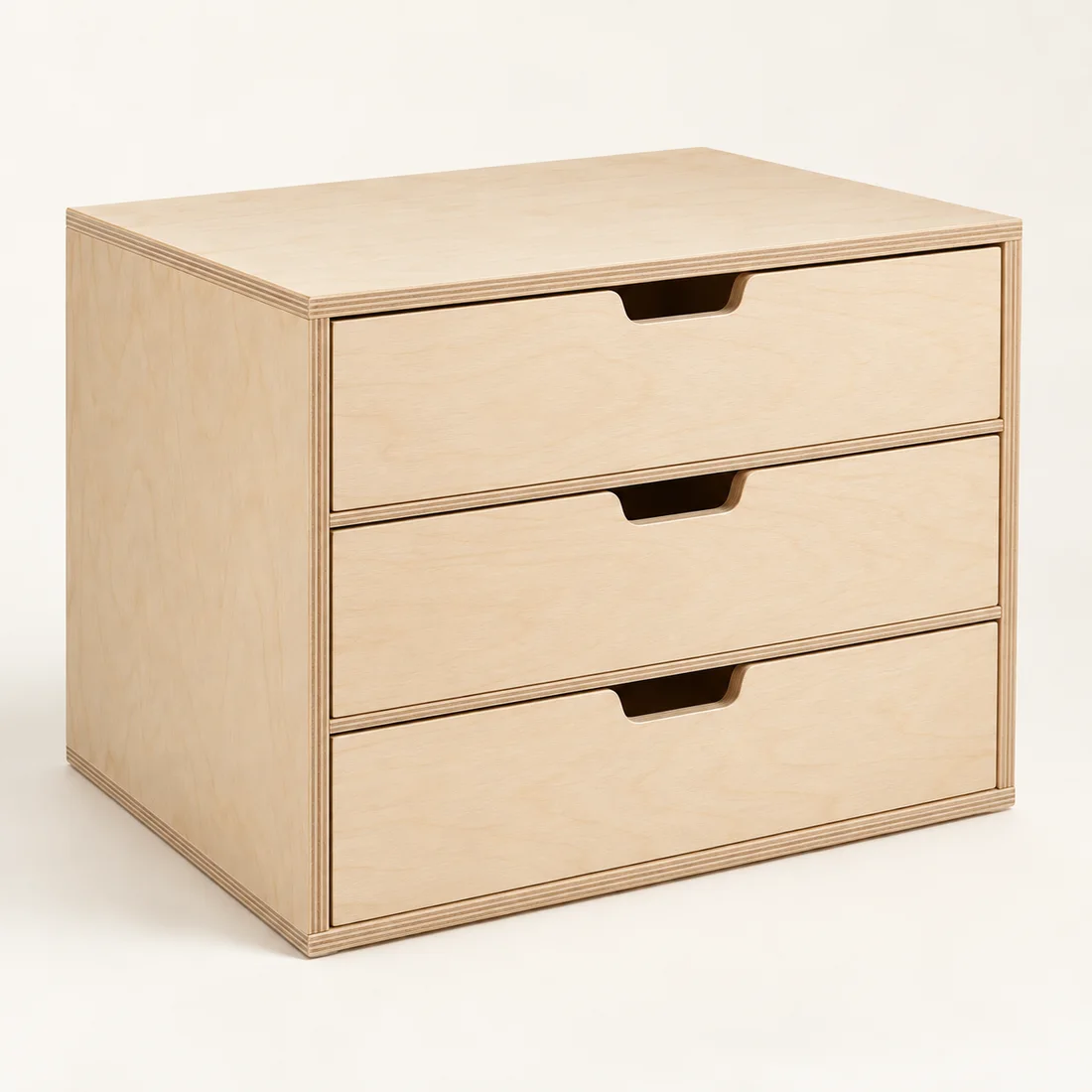 Three Drawer Desktop Chest in Light wood