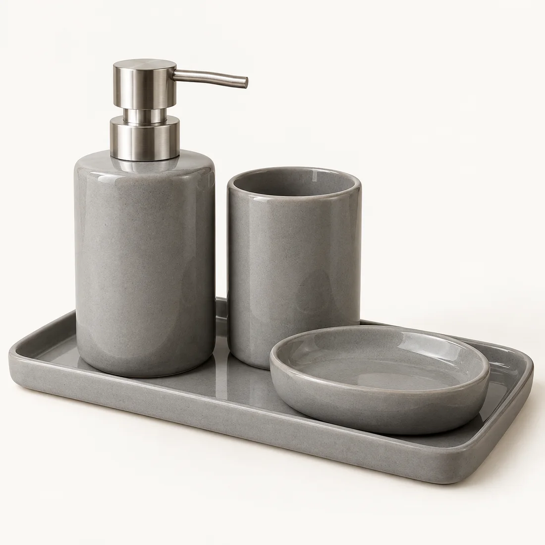 Everyday Bath Organizer Set in Stone grey